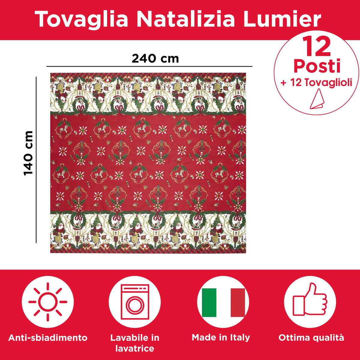 Christmas Tablecloth Table Service + Napkins Christmas Various Sizes 6979