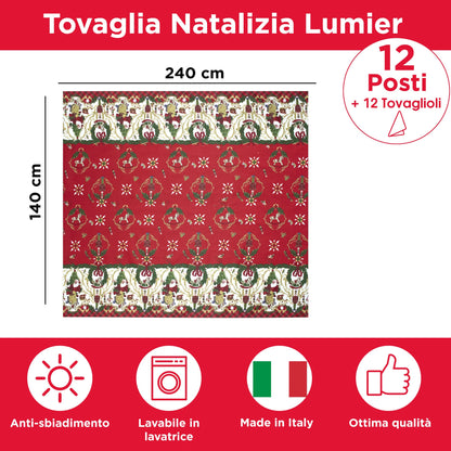 Christmas Tablecloth Table Service + Napkins Christmas Various Sizes 6979