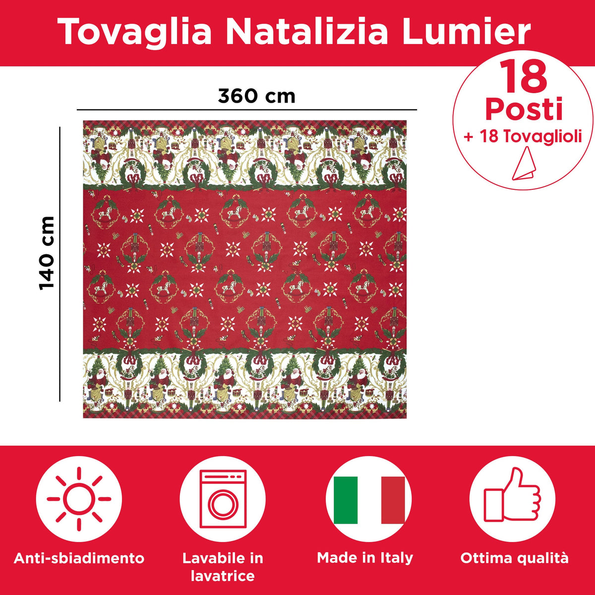 Christmas Tablecloth Table Service + Napkins Christmas Various Sizes 6979