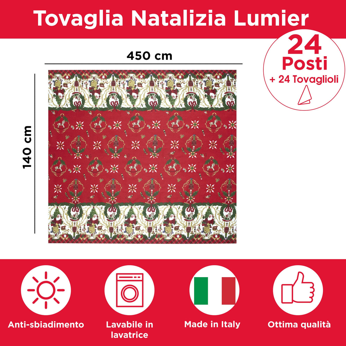 Christmas Tablecloth Table Service + Napkins Christmas Various Sizes 6979