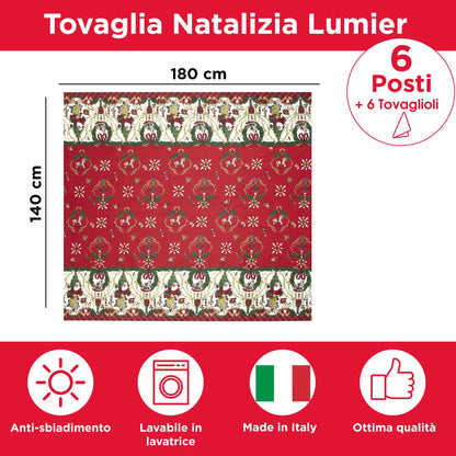 Christmas Tablecloth Table Service + Napkins Christmas Various Sizes 6979