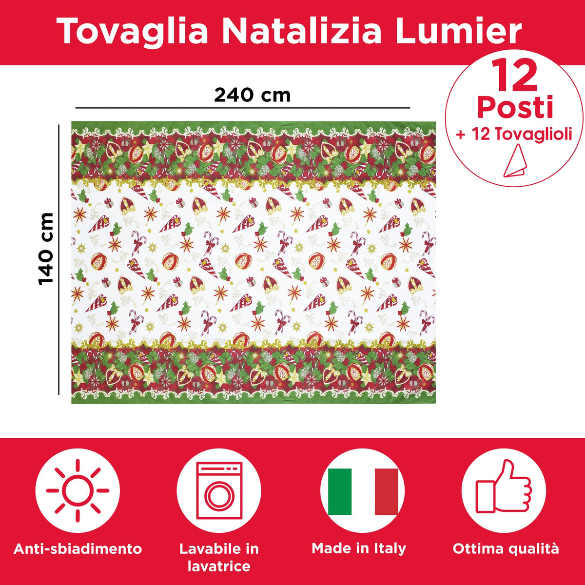 Christmas Tablecloth Table Service + Napkins Christmas Various Sizes 6979