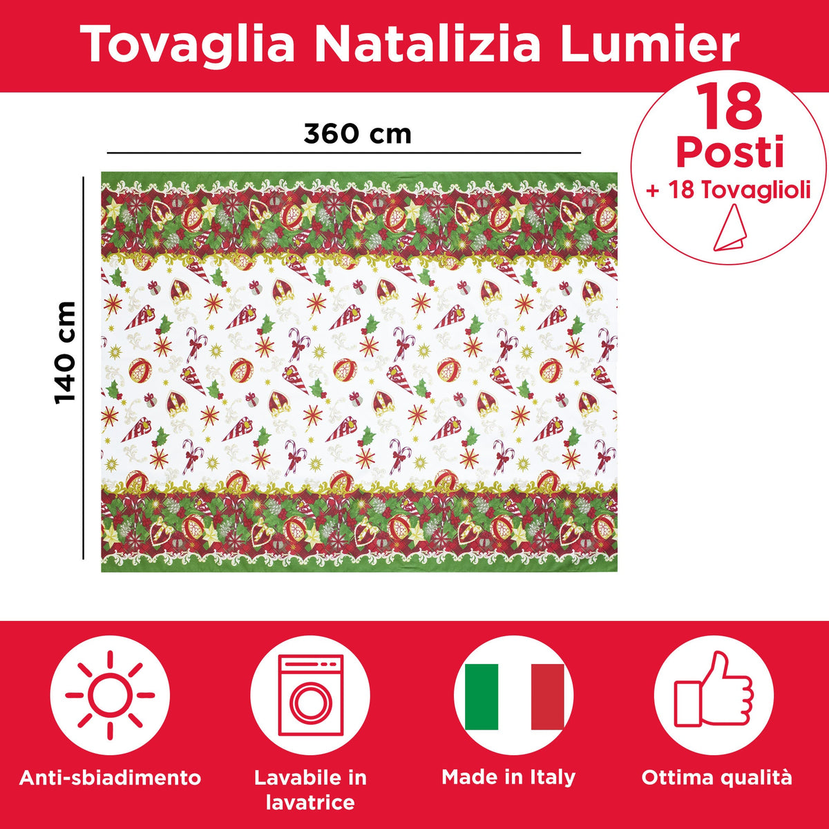 Christmas Tablecloth Table Service + Napkins Christmas Various Sizes 6979