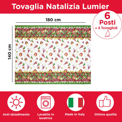 Christmas Tablecloth Table Service + Napkins Christmas Various Sizes 6979