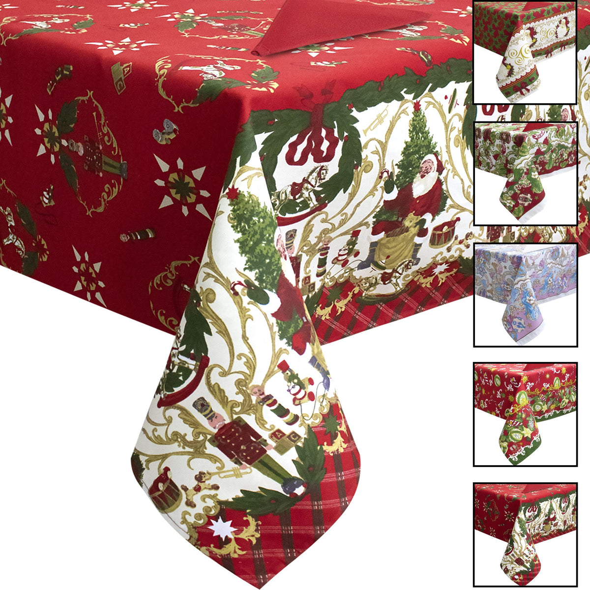 Christmas Tablecloth Table Service + Napkins Christmas Various Sizes 6979