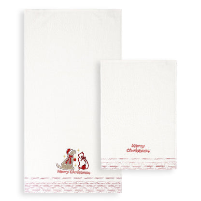 Asciugamani Natalizi Bagno set 1+1 in Spugna di Cotone Decoro Natale 6983