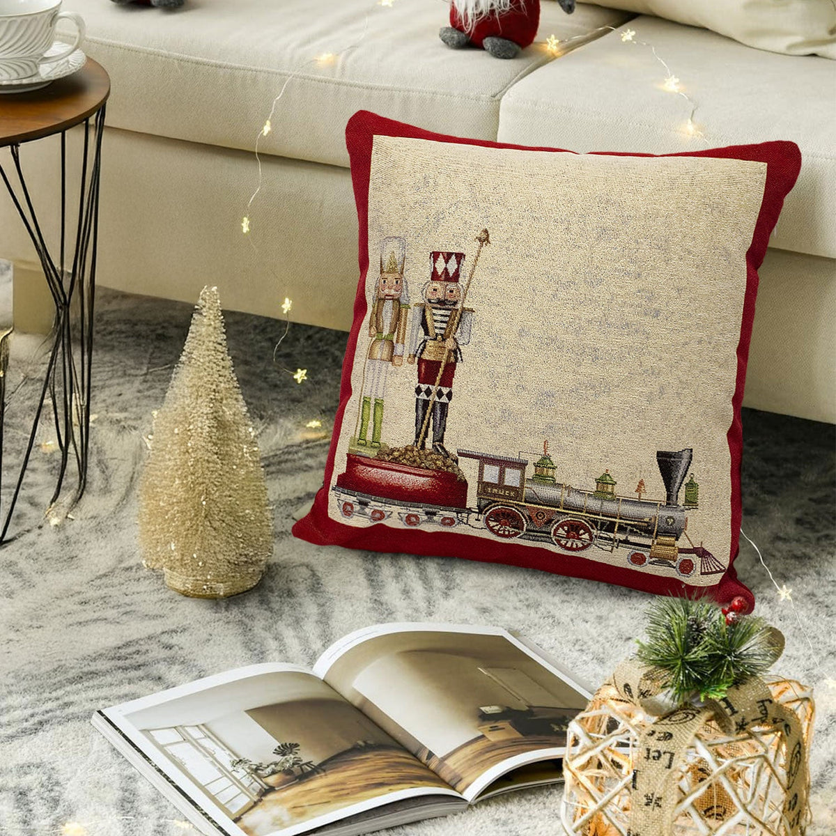 Cuscino arredo natalizio in gobelin addobbi decori Natale Trenino 6986