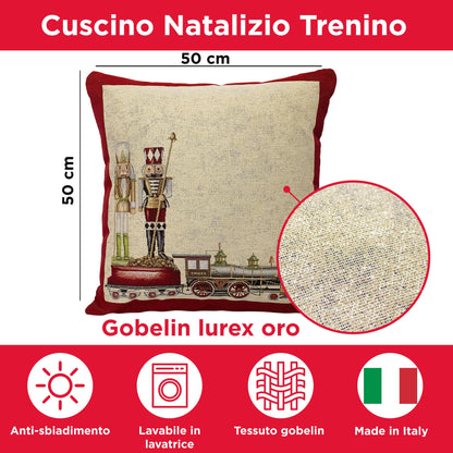 Cuscino arredo natalizio in gobelin addobbi decori Natale Trenino 6986