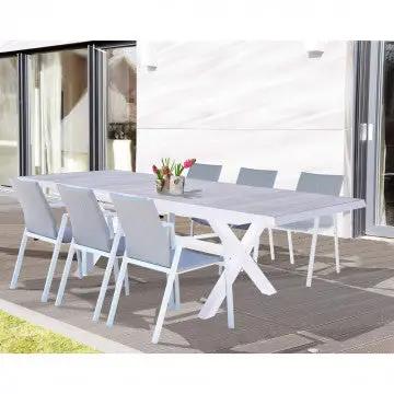 Tisch Djerba 200/260 X 100 - Aluminiumgestell und Keramikplatte in Holzoptik