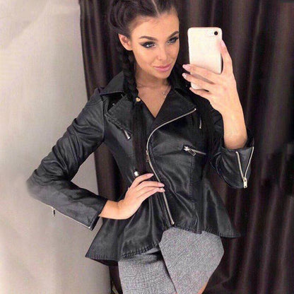 Giubbotto pelle PU autunnale donna giacca femminile