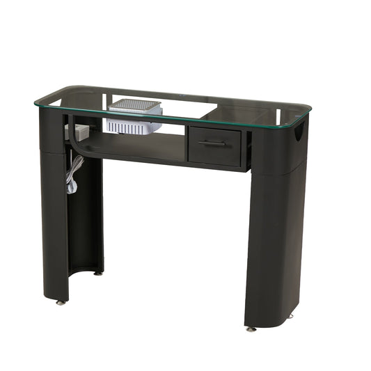 Tavolo per Unghie in Vetro Temperato con Potente Aspiratore - Design Minimalista, Colore Nero - Ideale per Saloni di Bellezza e Nail Art, Misure Singolo 100cm*40cm*78cm, Doppio 160cm*40cm*78cm