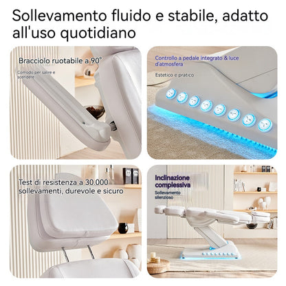 Professionelle elektrische Liege für Kosmetik und Massagen – Verstellbar, mit LED-Beleuchtung, aus PU-Leder