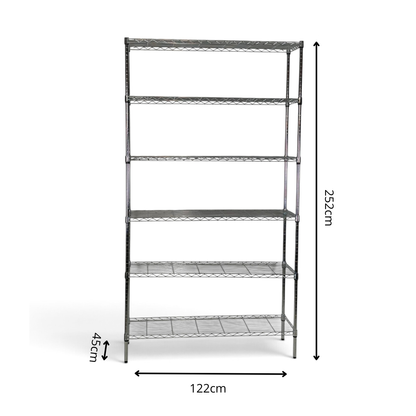 Scaffale Metallika H 252cm  – 6 Ripiani 122×45 cm