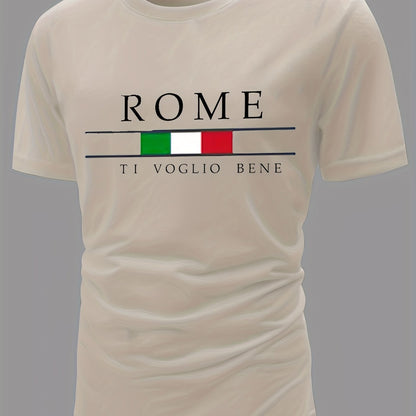 ROME Maglietta Stampata Da Uomo Per L'estate All'aperto, Eleganti Top A Girocollo Da Uomo, Regalo Per Uomini