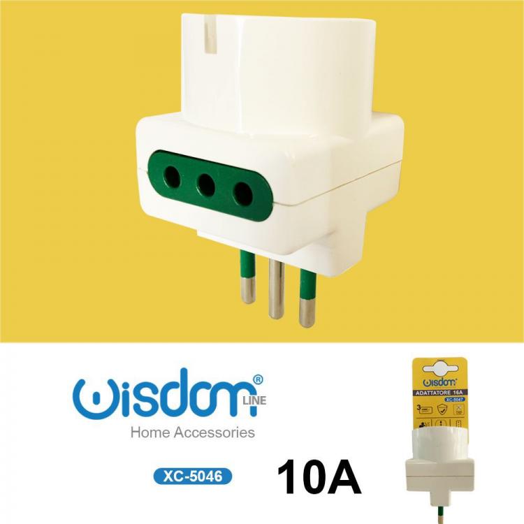 10pz ADATTATORE TRIPLA SPINA S11 P30 10A 2 PRESE BIPASSO 10/16A+ 1 SCHUKO 10/16A