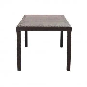 Tavolo Rettangolare Houston con Struttura in Plastica Stile Wicker, 150x90