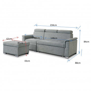 Divano componibile design moderno con chaise longue