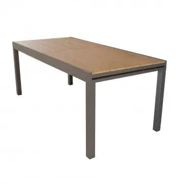 Ausziehtisch Cayman 160/240 x 95 aus Aluminium Weiß/Taupe mit Polywood Teakplatte