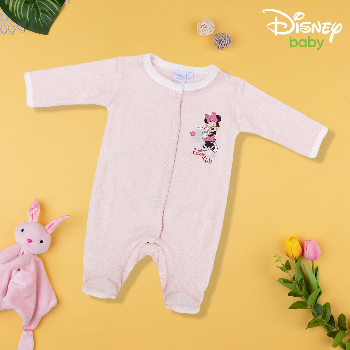 Disney Minnie Mouse baby footie pajamas for girls, in chenille 7017