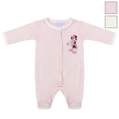 Disney Minnie Mouse baby footie pajamas for girls, in chenille 7017