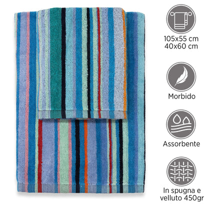 Chenille and Velvet Terry Towel Set 1+1 (Face and Guest) 7033
