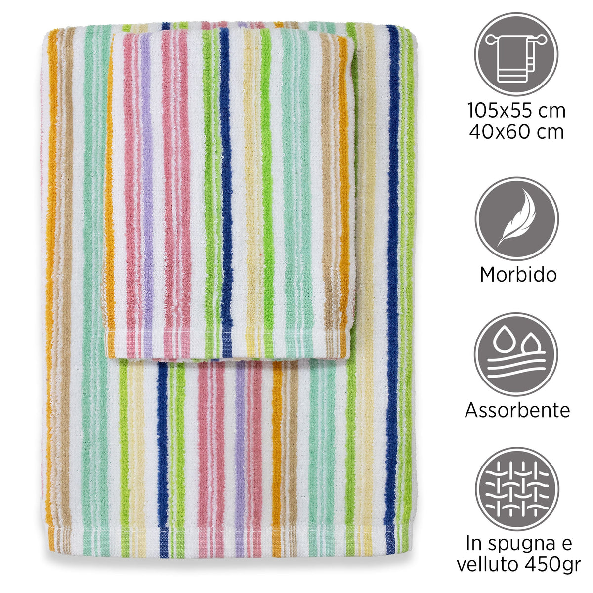 Chenille and Velvet Terry Towel Set 1+1 (Face and Guest) 7033