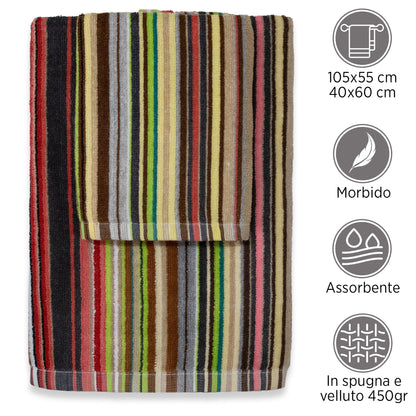 Chenille and Velvet Terry Towel Set 1+1 (Face and Guest) 7033