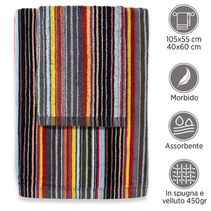 Chenille and Velvet Terry Towel Set 1+1 (Face and Guest) 7033