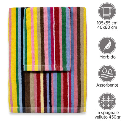Chenille and Velvet Terry Towel Set 1+1 (Face and Guest) 7033