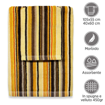 Chenille and Velvet Terry Towel Set 1+1 (Face and Guest) 7033