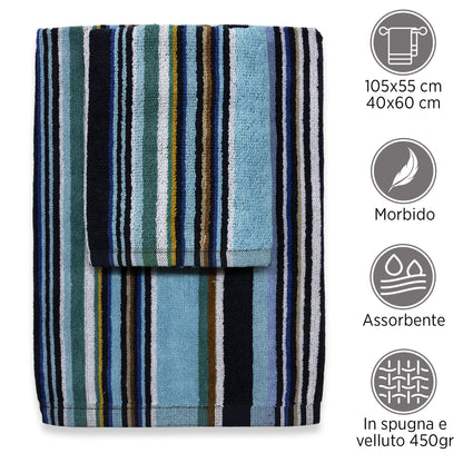 Chenille and Velvet Terry Towel Set 1+1 (Face and Guest) 7033