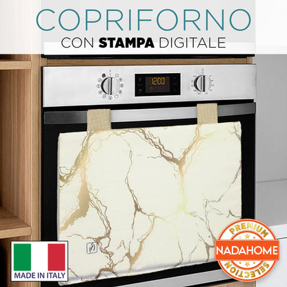 Padded kitchen oven cover, marble effect digital print, marbled 7043