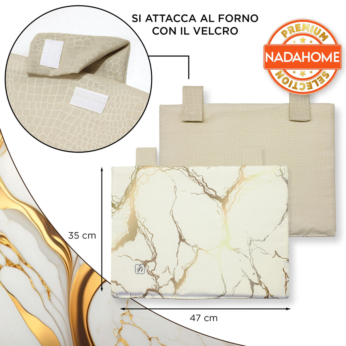 Padded kitchen oven cover, marble effect digital print, marbled 7043