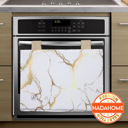 Padded kitchen oven cover, marble effect digital print, marbled 7043