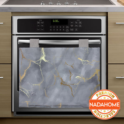 Padded kitchen oven cover, marble effect digital print, marbled 7043