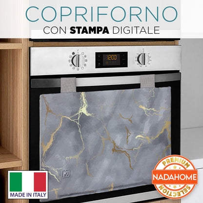 Padded kitchen oven cover, marble effect digital print, marbled 7043
