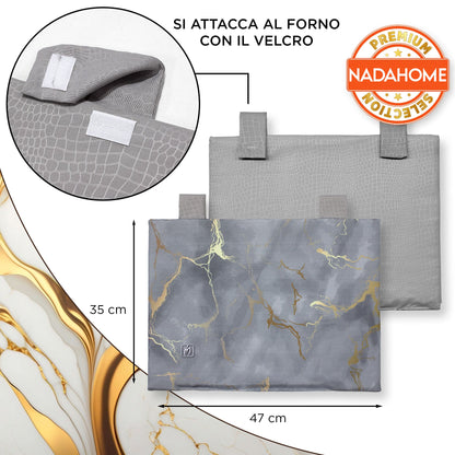 Padded kitchen oven cover, marble effect digital print, marbled 7043