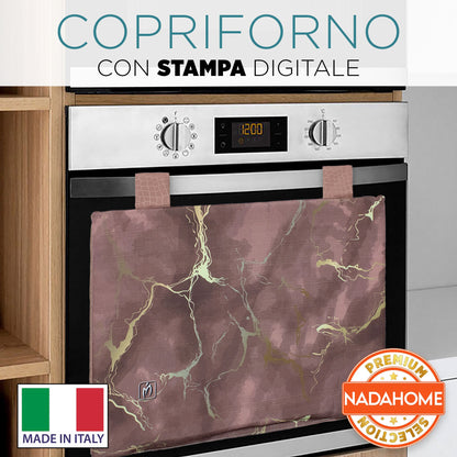 Padded kitchen oven cover, marble effect digital print, marbled 7043