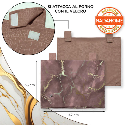 Padded kitchen oven cover, marble effect digital print, marbled 7043