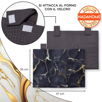 Padded kitchen oven cover, marble effect digital print, marbled 7043