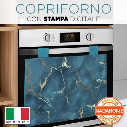 Padded kitchen oven cover, marble effect digital print, marbled 7043
