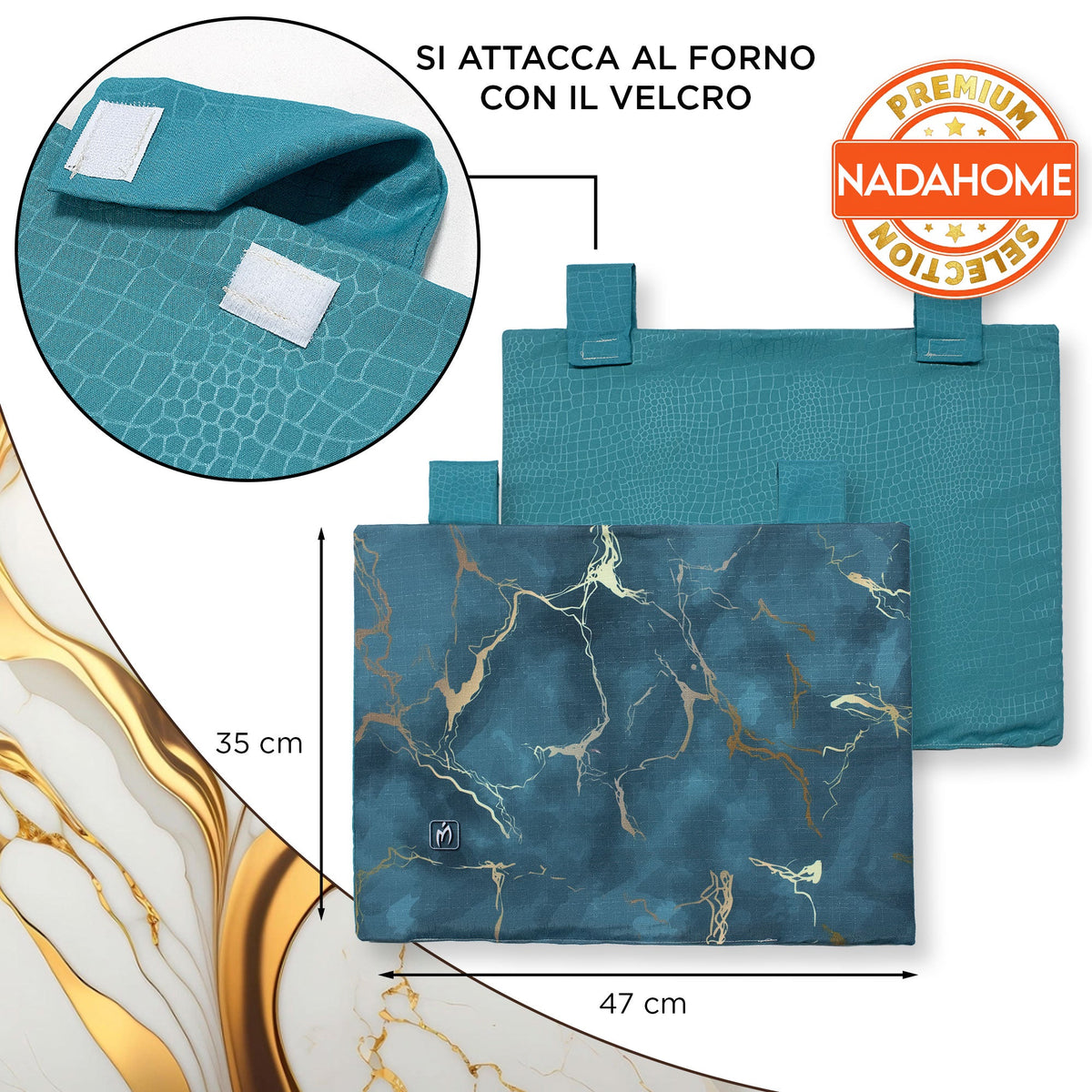 Padded kitchen oven cover, marble effect digital print, marbled 7043