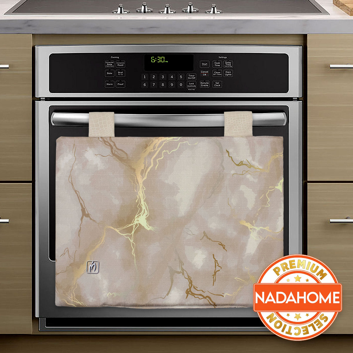 Padded kitchen oven cover, marble effect digital print, marbled 7043