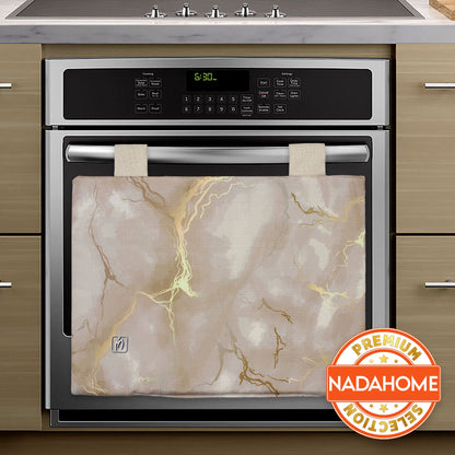 Padded kitchen oven cover, marble effect digital print, marbled 7043