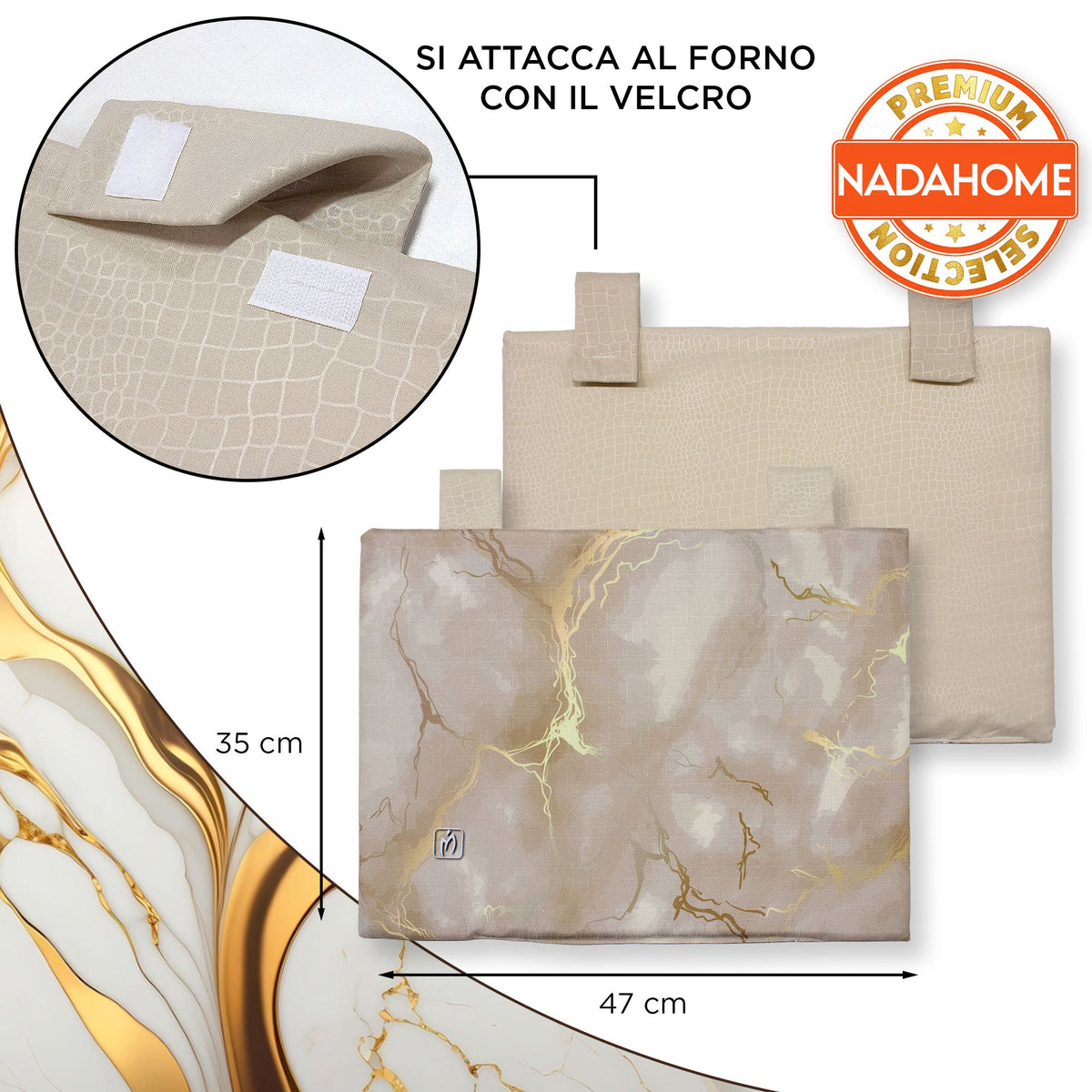 Padded kitchen oven cover, marble effect digital print, marbled 7043