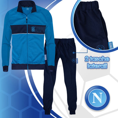 SSC Napoli long-sleeved cotton tracksuit for men with zip hoodie 7071