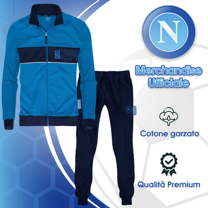 SSC Napoli long-sleeved cotton tracksuit for men with zip hoodie 7071