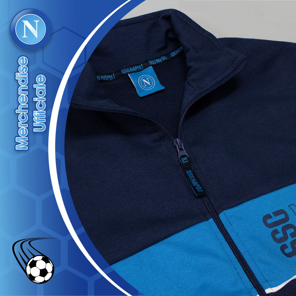 SSC Napoli long-sleeved cotton tracksuit for men with zip hoodie 7071
