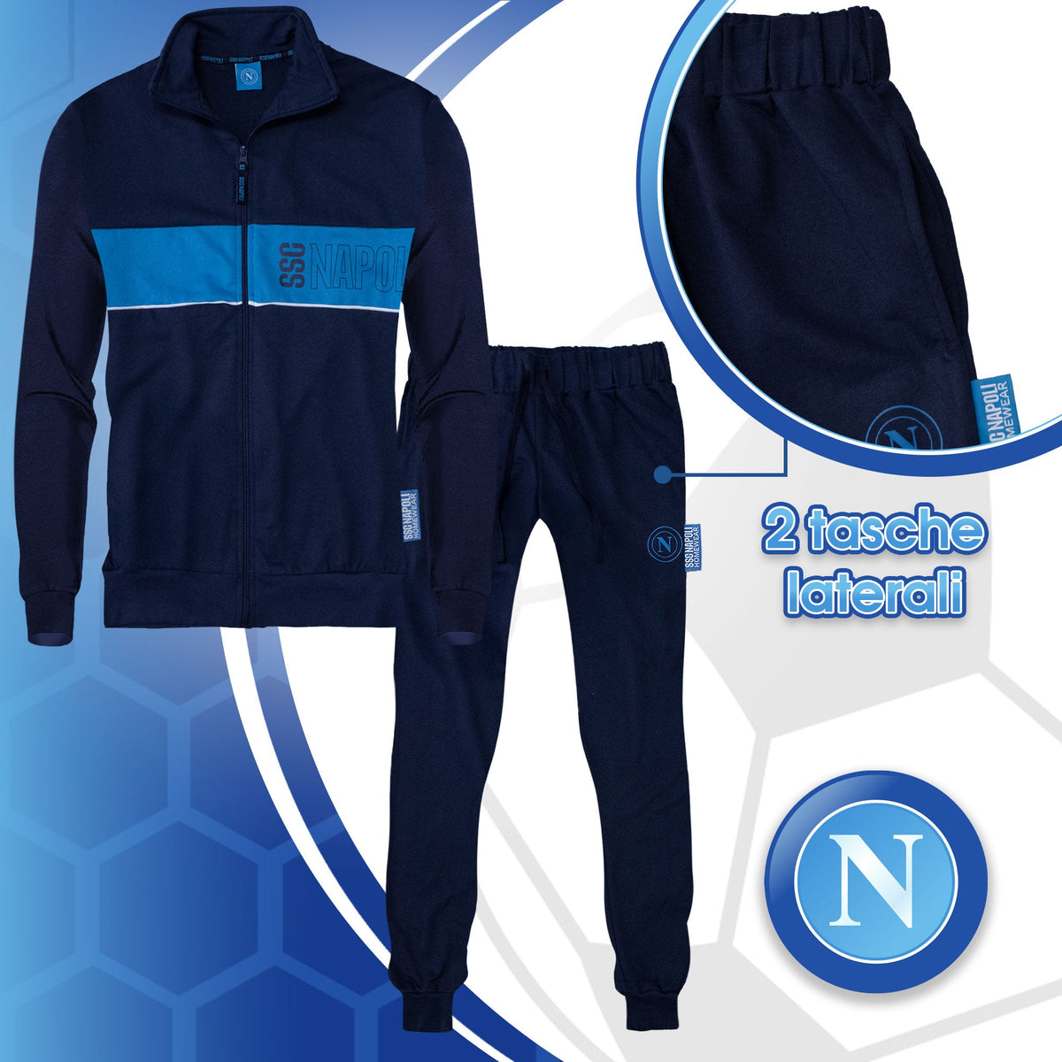 SSC Napoli long-sleeved cotton tracksuit for men with zip hoodie 7071
