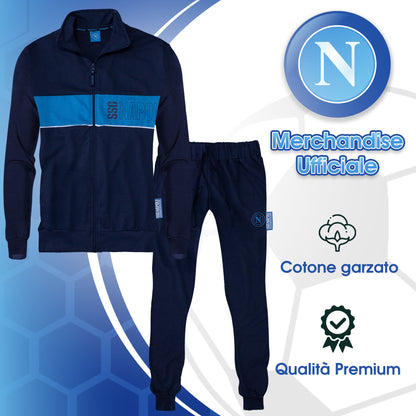 SSC Napoli long-sleeved cotton tracksuit for men with zip hoodie 7071